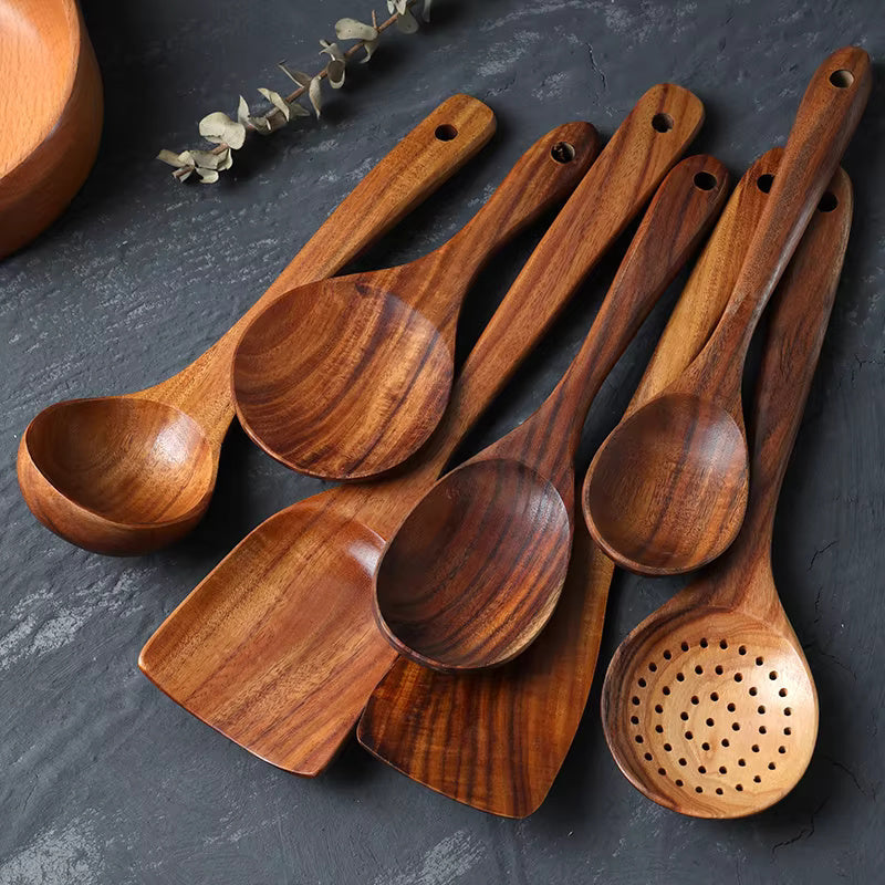 Sustainable Teak Wood Kitchen Utensil Set – 7-Piece